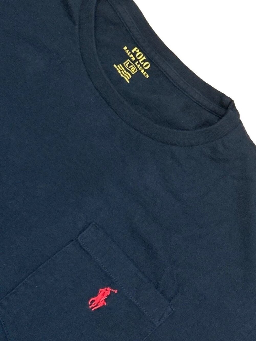 Polo Ralph Lauren T-Shirt Mens Large Black Short Sleeve Red Pony Logo Pocket